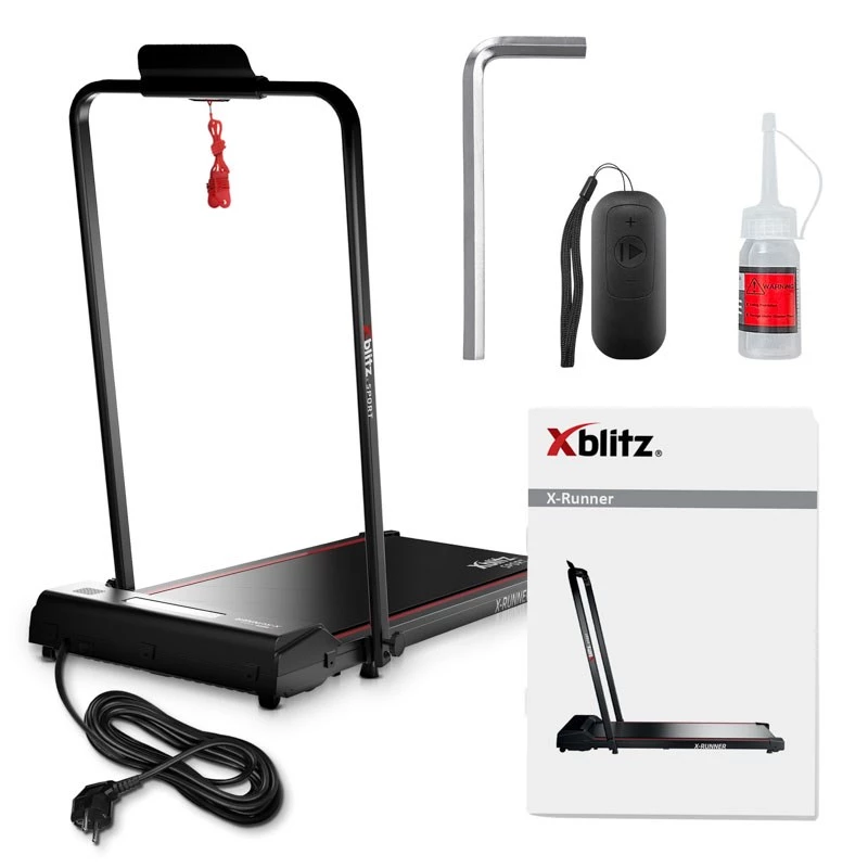 Tapis roulant motorizzato Xblitz X-RUNNER — pieghevole compatto, velocità max 12 km/h, carico max 120 kg, nero