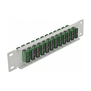 Patch Panel in fibra ottica DeLOCK 10 pollici 12 porte SC duplex verde 1HE grigio