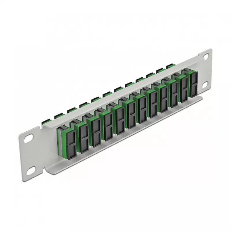 Patch Panel in fibra ottica DeLOCK 10 pollici 12 porte SC duplex verde 1HE grigio