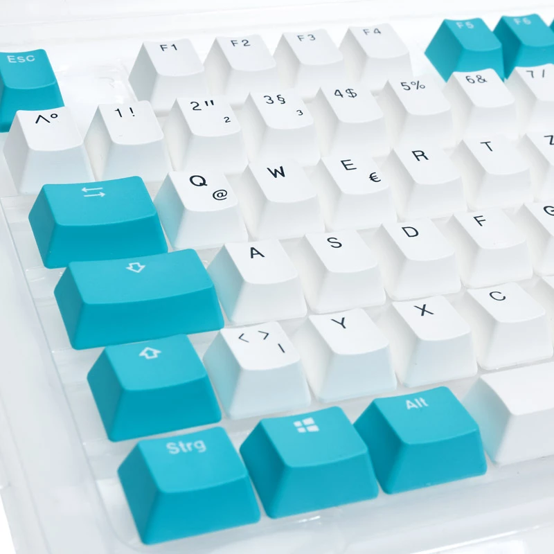 Ducky set di tasti, PBT, ISO (DE) - bianco/blu