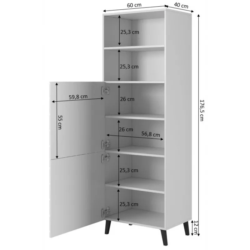 Armadio ABETO 60x40x176,5 cm bianco/bianco lucido