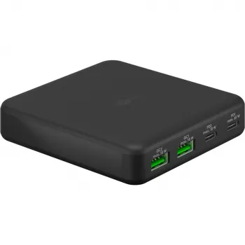 GOOBAY Multiport USB-C PD GaN Caricabatterie da tavolo 65 W, nero