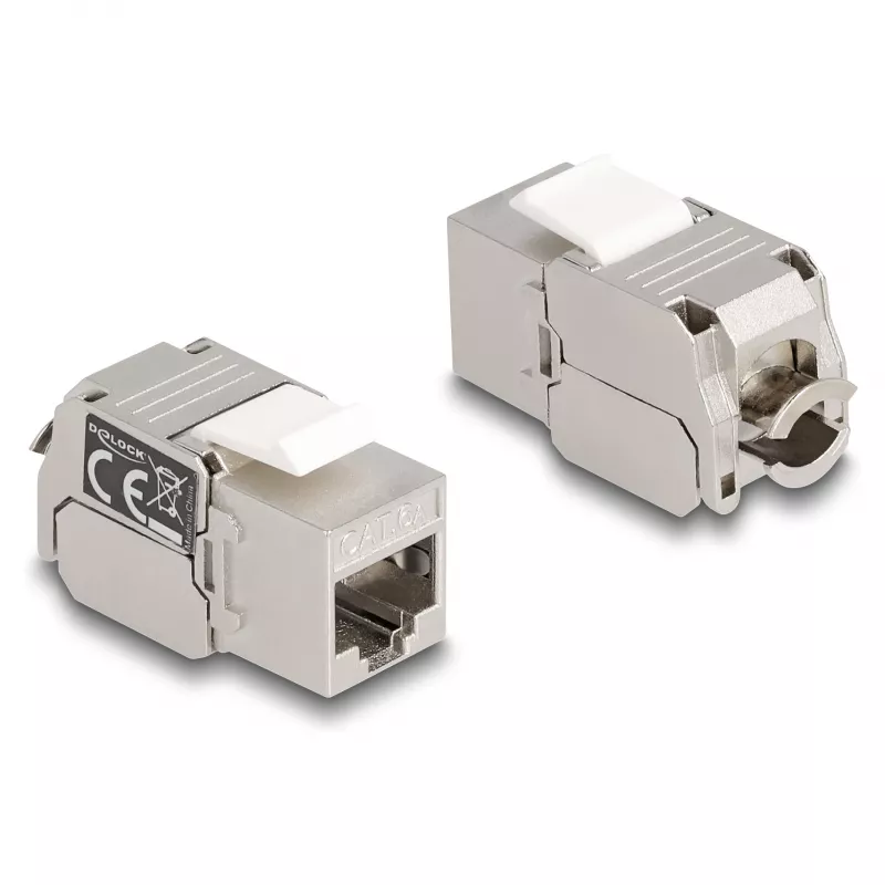 DeLOCK modulo keystone RJ45 connettore femmina a LSA Cat.6A con LED argento-bianco