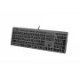 Tastiera A4Tech con filo FX60H USB QWERTY – Full-Size 100%, retroilluminata bianco, grigio, hub USB