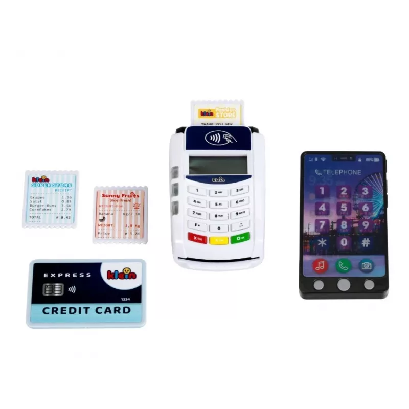 Terminale di pagamento giocattolo KLEIN 172740 con accessori smartphone per set di giochi di ruolo