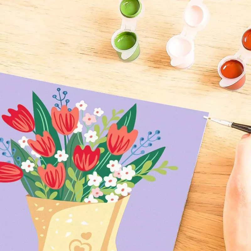 Set colora per numeri Ravensburger CreArt - Quadro bouquet di tulipani, Modello 25518