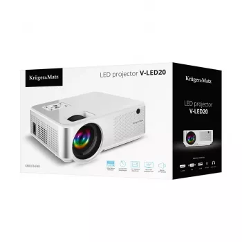 Proiettore standard throw kruger & matz V-LED20 Full HD 1080p, LED, rapporto di proiezione 1,4:1, schermo 15-150 pollici, Bluetooth, altoparlante 3 W