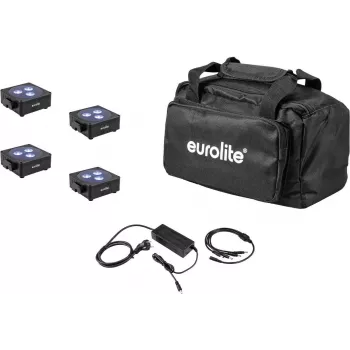Set luce piatta LED EUROLITE AKKU 3 — 4× pannelli a batteria in softbag
