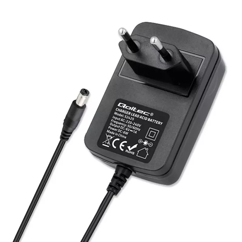 Caricabatterie QOLTEC Charger AGM GEL STD 6V 1A per batterie al piombo-acido 6V, AGM e Gel