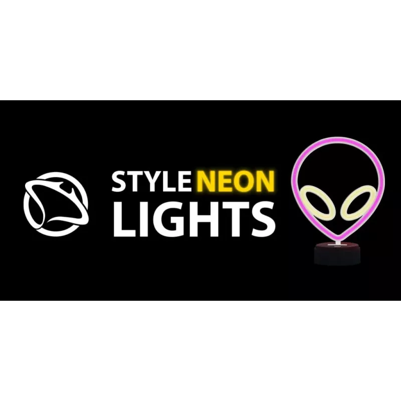 Lampada da tavolo MANTA SNL86PK Style Neon Lights UFO rosa – lampada neon decorativa rosa