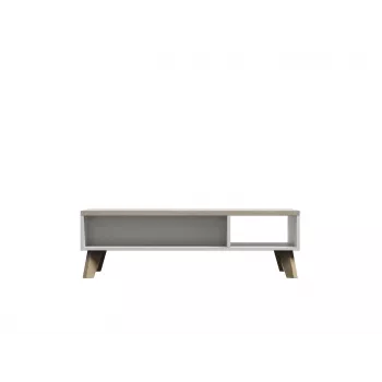 Tavolino cama meble LOTTA 110 — rettangolare, 1100×600×350 mm, struttura bianca con piano in rovere Sonoma