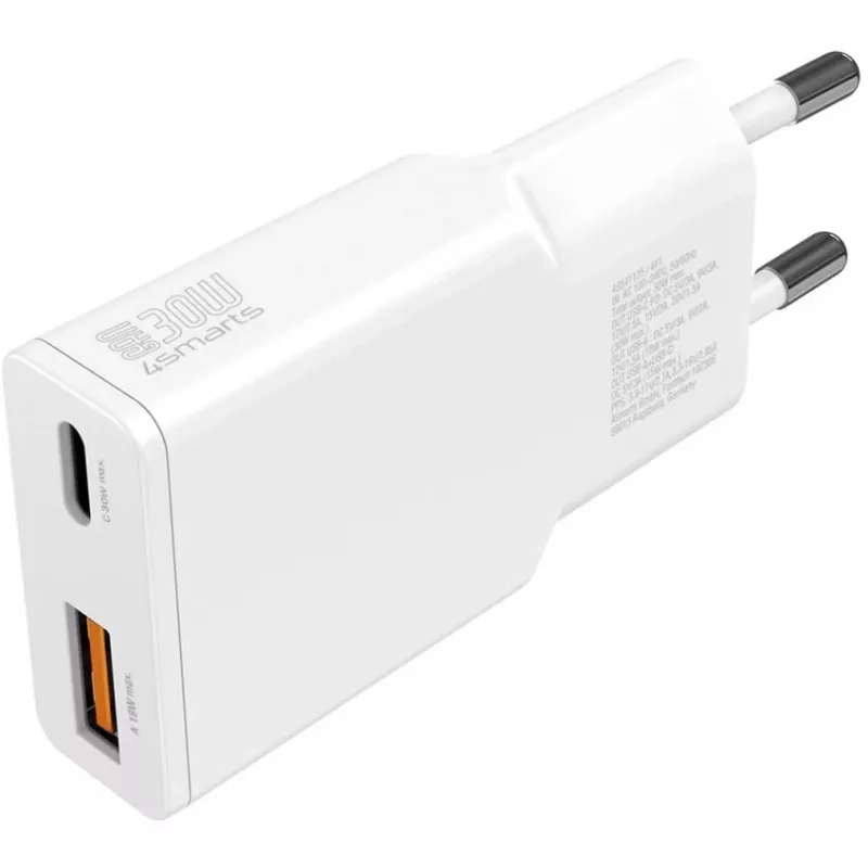 Caricabatterie 4smarts PDPlug Duos sottile smartphone tablet bianco AC ricarica rapida