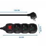 Prolunga elettrica ESPERANZA ELK210K — cavo 1,5 m, 3 prese AC tipo E, spina angolare, interno, nero