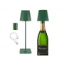 Beper P201UTP115 lampada da tavolo LED ricaricabile, 1,5 W, interruttore touch, dimmerabile, adattatore per bottiglia da 33 mm, resistente all'acqua, verde
