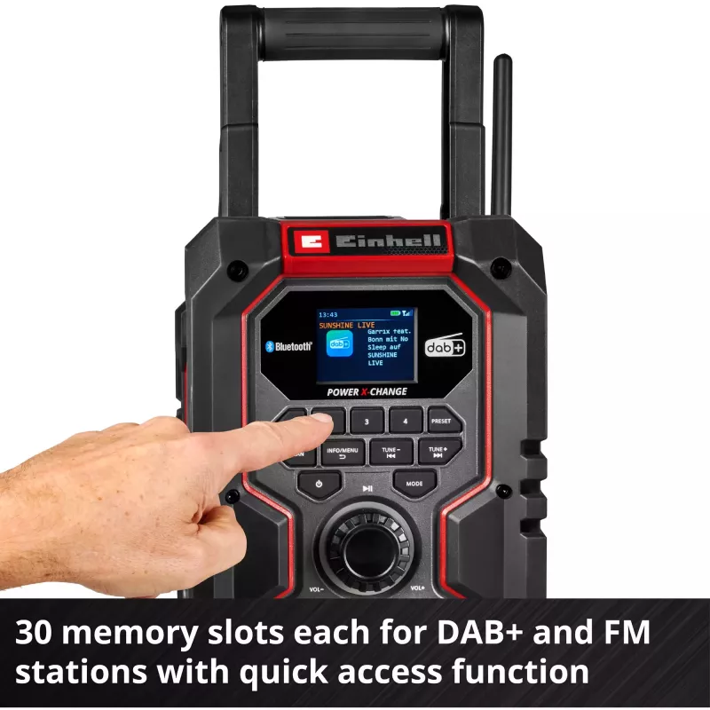 Radio portatile EINHELL TE-CR 18 Li DAB+ FM Bluetooth USB, a batteria (compatibile TE-CR 18 Li)