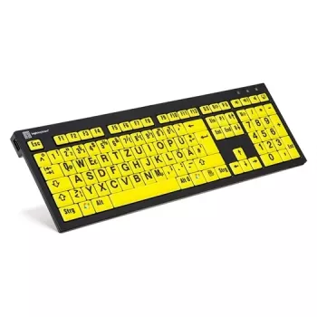 Logickeyboard XL Print NERO Office USB QWERTZ tedesco nero giallo