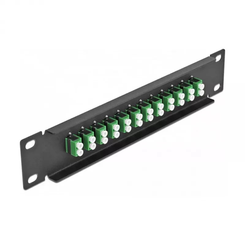 Patch panel fibra ottica DeLOCK 10 pollici 12 porte LC duplex verde 1U nero