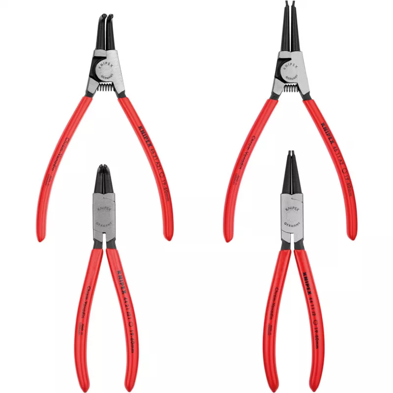 Knipex Set pinze per anelli di sicurezza 4 pz. in borsa arrotolabile 19-60mm