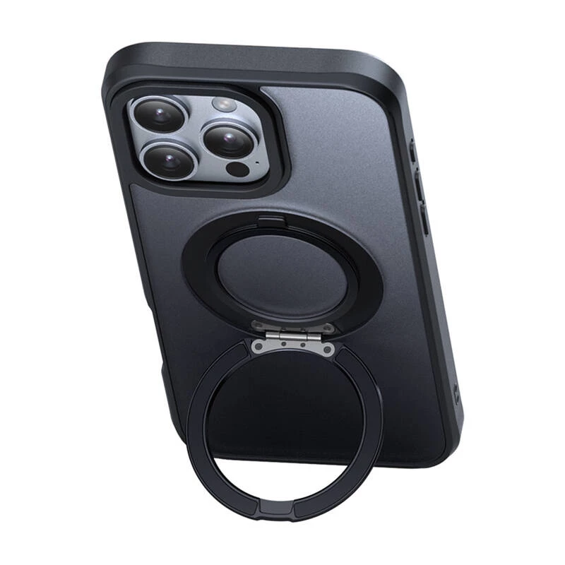 Custodia protettiva con MagSafe McDodo PC-4933 per iPhone 16 Pro Max con supporto integrato, nero
