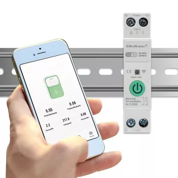 Relè Wi-Fi per guida DIN QOLTEC 50881 — relè commutatore di rete 63A per impianti elettrici