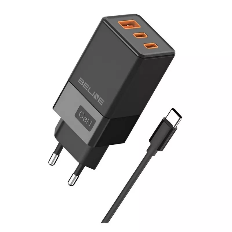 Alimentatore Beline 2x USB-C 1x USB 65W cavo USB-C nero/nero PD 3.0