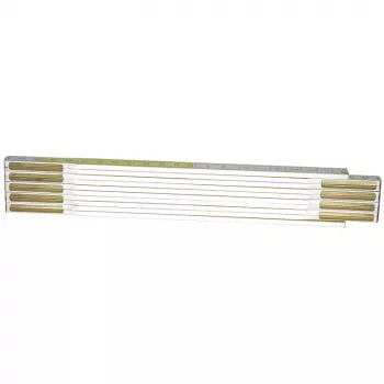 Metro pieghevole STANLEY 0-35-458, legno, 2 m, 17 mm di larghezza, bianco/giallo