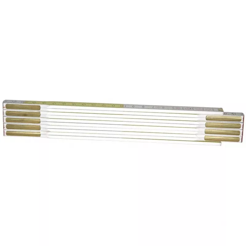 Metro pieghevole STANLEY 0-35-458, legno, 2 m, 17 mm di larghezza, bianco/giallo