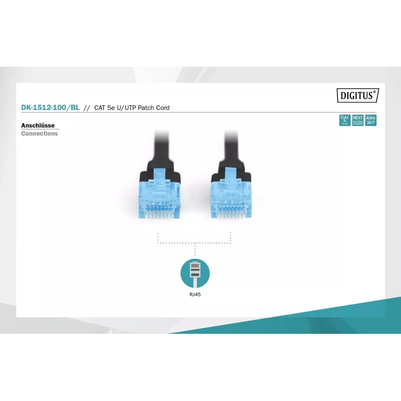 Cavo patch CAT 5e U-UTP 10 m nero