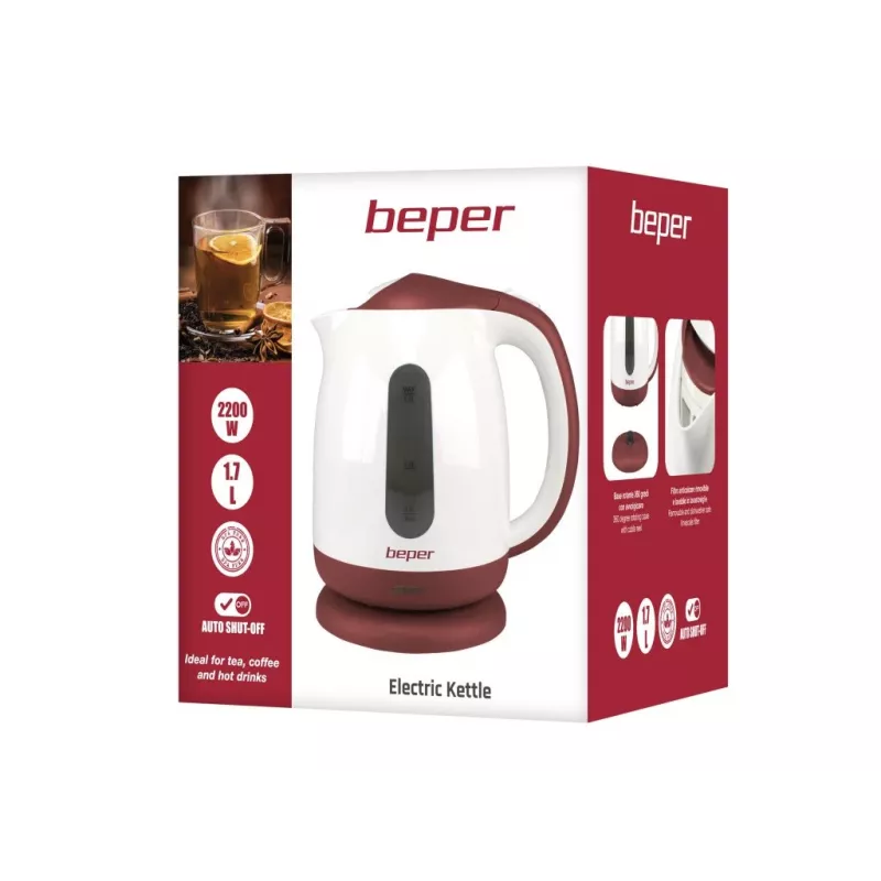 Bollitore elettrico Beper 1,7L 2200W nero