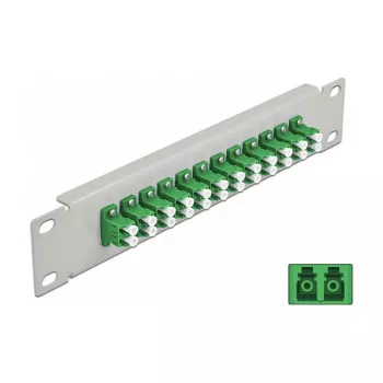 Patch panel fibra ottica DeLOCK 10 pollici 12 porte LC duplex verde 1U grigio