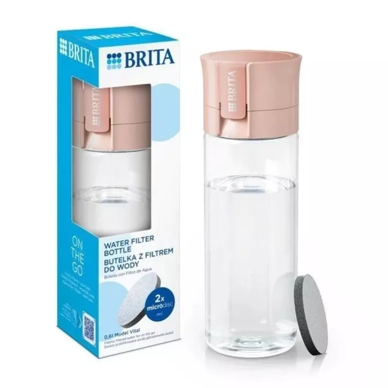 Bottiglia filtrante BRITA Vital Peach 600 ml con filtri BRITA MicroDisc (5 dischi)