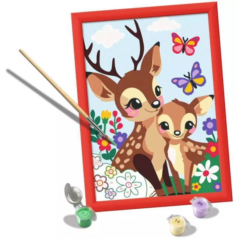 Set pittura con numeri Ravensburger CreArt Glücklicher Hirsch — set di pittura su tela numerata