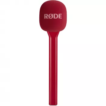 Microfono portatile per interviste Rode Interview GO – rosso (compatto, a mano, plug-and-play)