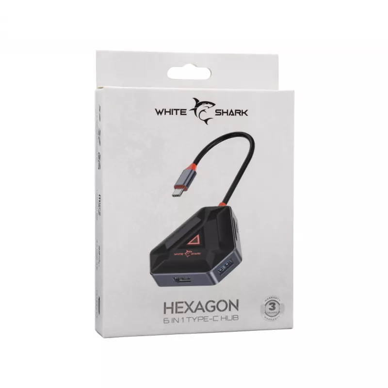 White Shark Hexagon hub USB-C 6-in-1