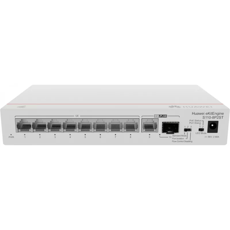 HUAWEI eKit S110 Series S110-8P2ST switch non gestito L2 Gigabit Ethernet (10/100/1000) Power over Ethernet (PoE) grigio