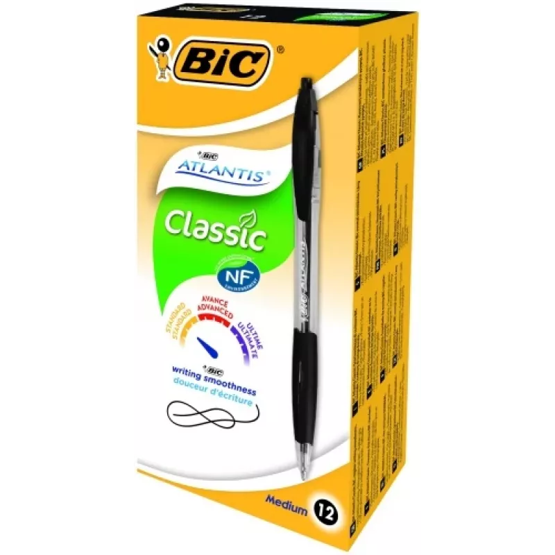 BIC penna a sfera ATLANTIS REFRSH 1,0 mm nero, scatola 12 pz. 136717