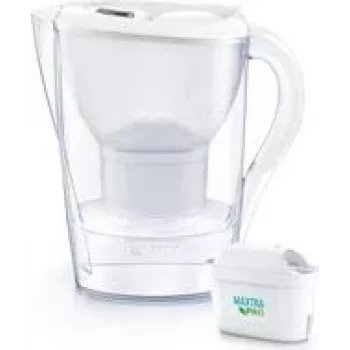 Caraffa filtrante BRITA Marella bianca con 1 cartuccia ALL-in-1 e 1 cartuccia Extra Lime, capacità utilizzabile 1,0–1,5 L