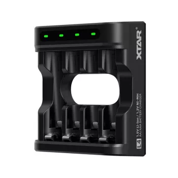 Caricabatterie XTAR 4 slot per AA/AAA (Li-Ion, NiMH) USB-C, indicatori LED, nero