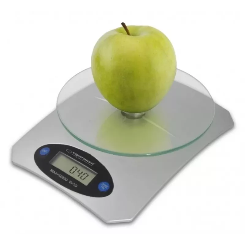 Bilancia da cucina elettronica ESPERANZA Avocado grigio — capacità 5 kg, piattaforma in bambù, unità g/lb/oz