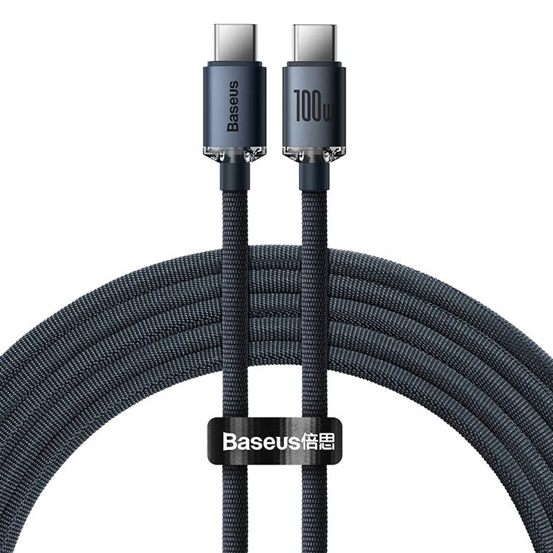 Baseus CAJY000701 Crystal Shine cavo da USB-C a USB-C, 100 W, 480 Mbit/s, 2 m, nero