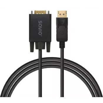 Cavo SAVIO DisplayPort a VGA (D-Sub) 1,8 m, nero