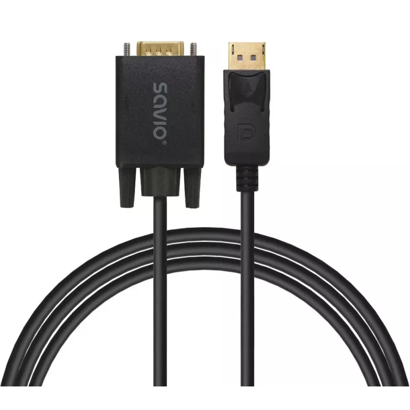 Cavo SAVIO DisplayPort a VGA (D-Sub) 1,8 m, nero