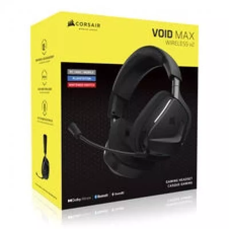 Headset gaming wireless CORSAIR VOID V2 MAX — Carbon, illuminazione RGB, 7.1 Surround