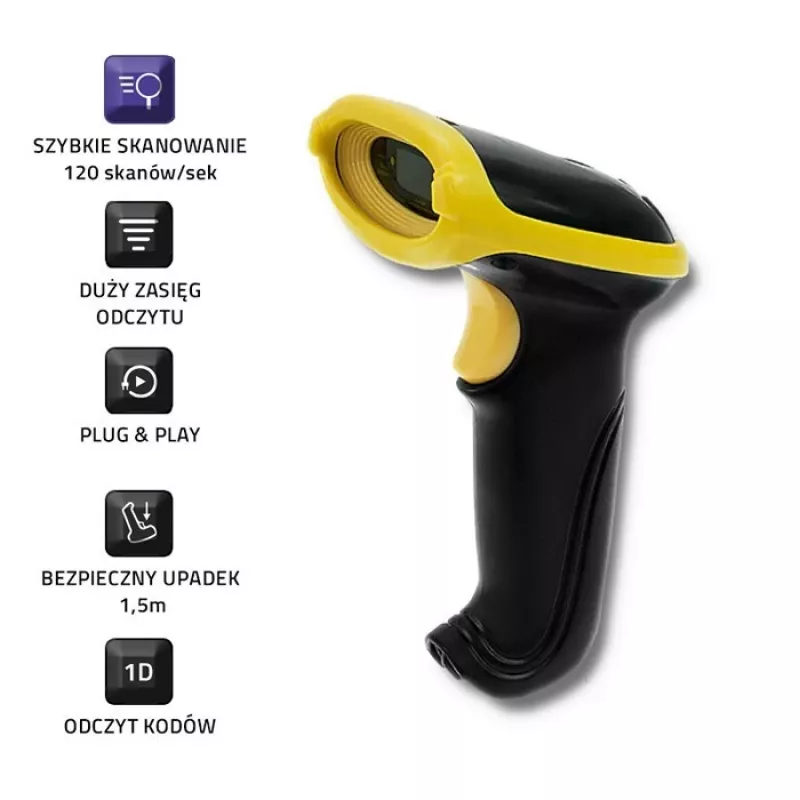 Lettore di codici a barre laser wireless Qoltec 50862 1D | 2.4GHz
