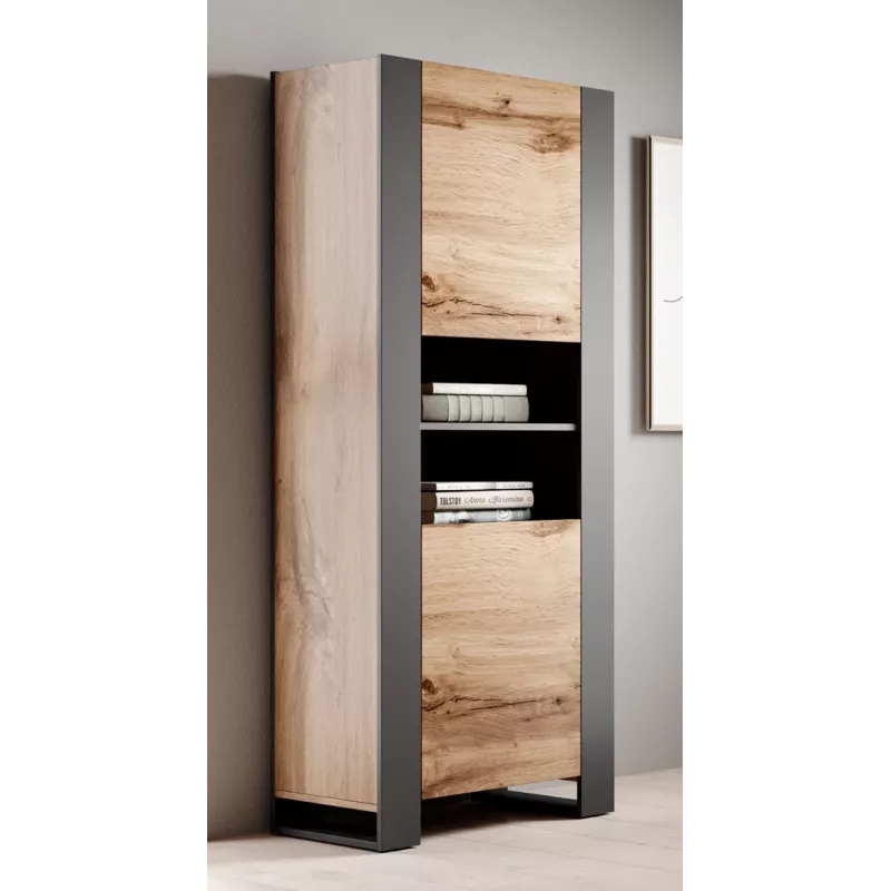 Scaffale WOOD 65x40x170,5 rovere Wotan + antracite
