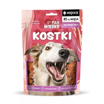 Premi per l'addestramento del cane Pan Miesko Cubetti di Agnello 100 g — agnello monoproteico, senza glutine e soia