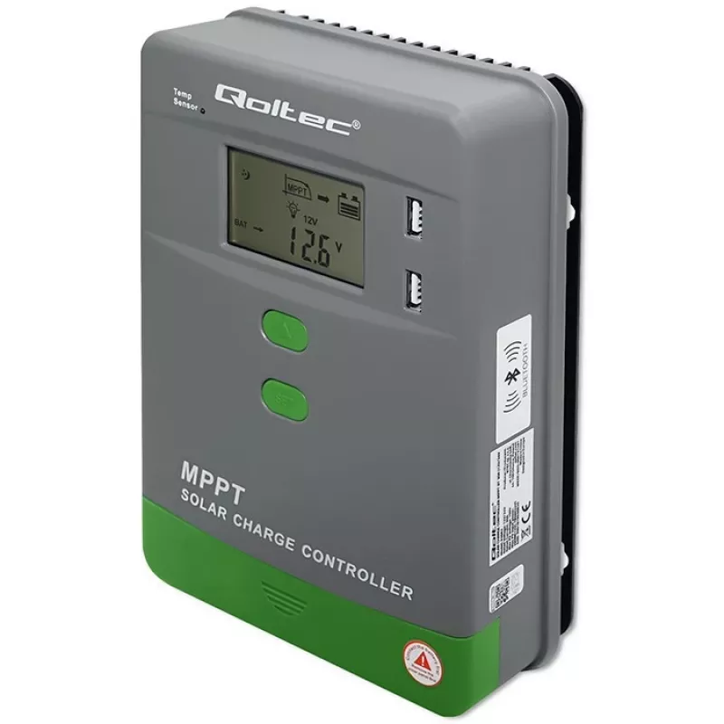 Regolatore di carica solare MPPT QOLTEC 53662 con sensore di temperatura