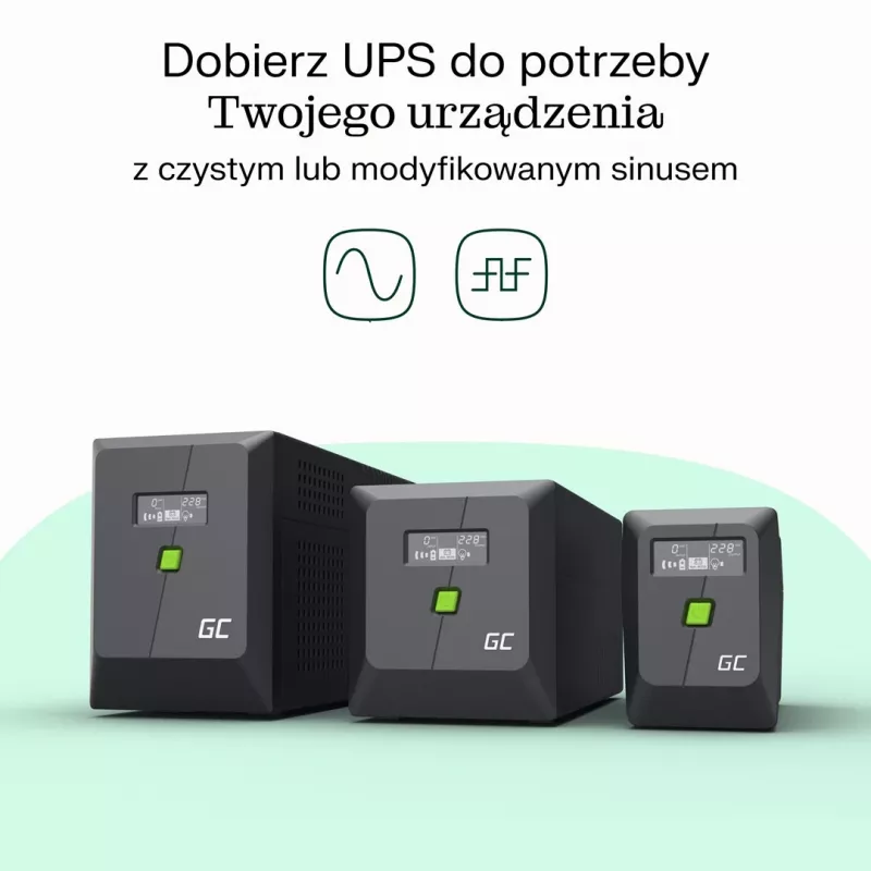 Gruppo di continuità Green Cell UPSLP1400 2 kVA 1400 W 4 uscite AC, 2×12 V 9 Ah batterie