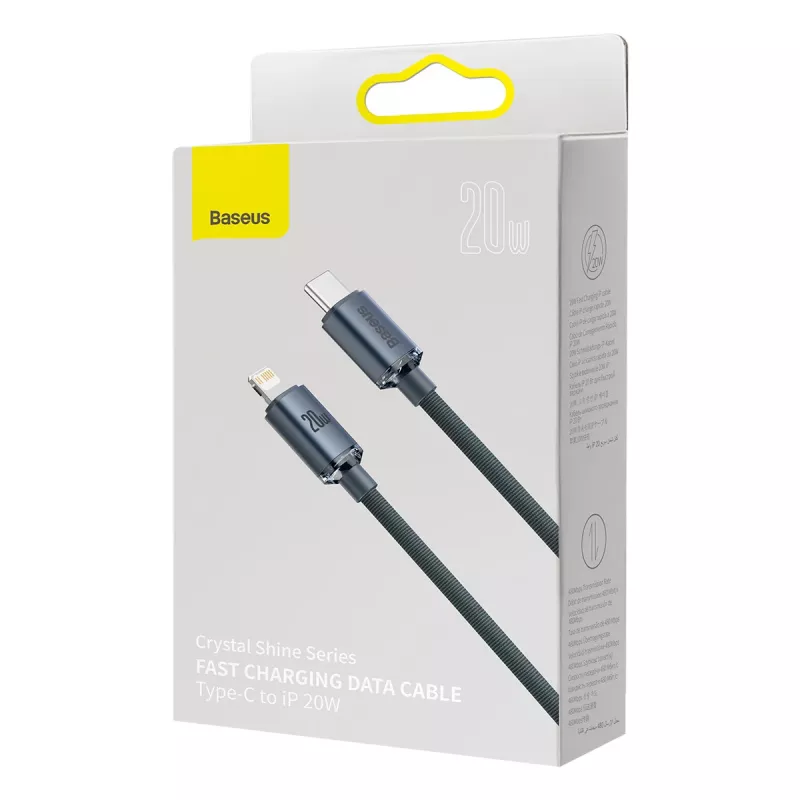 Baseus Crystal Shine CAJY000301 Cavo da USB-C a Lightning, 20 W PD, 2 m, Nero