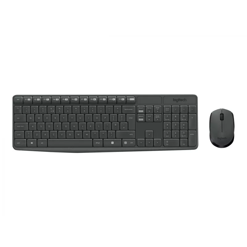 Logitech MK235 tastiera e mouse wireless combo full-size grigio